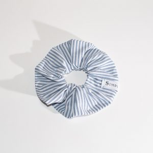 Zero waste scrunchie – elastico righe bianco-celeste